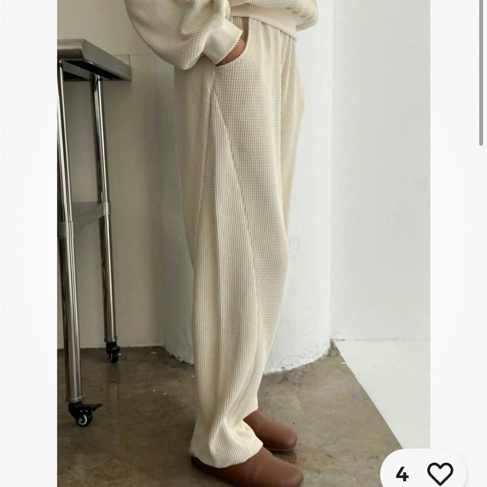 NEW LE BON SHOPPE waffle lo pants in naturel m